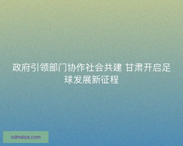 政府引领部门协作社会共建 甘肃开启足球发展新征程