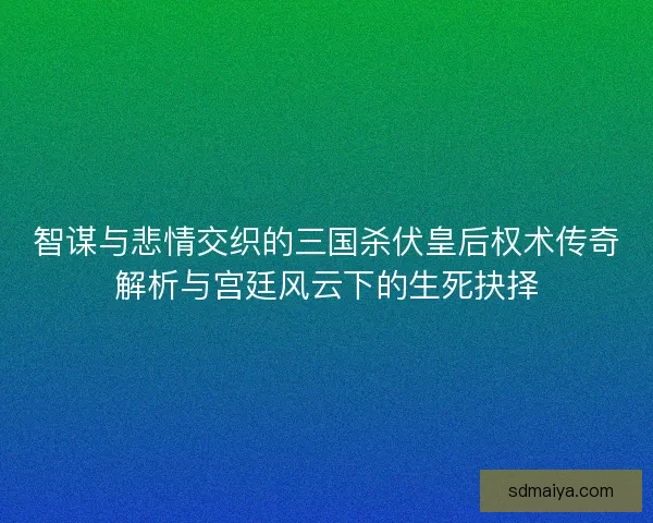 智谋与悲情交织的三国杀伏皇后权术传奇解析与宫廷风云下的生死抉择