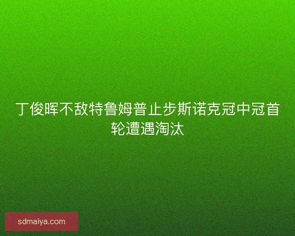 丁俊晖不敌特鲁姆普止步斯诺克冠中冠首轮遭遇淘汰 丁俊晖不敌特鲁姆普止步斯诺克冠中冠首轮遭遇淘汰