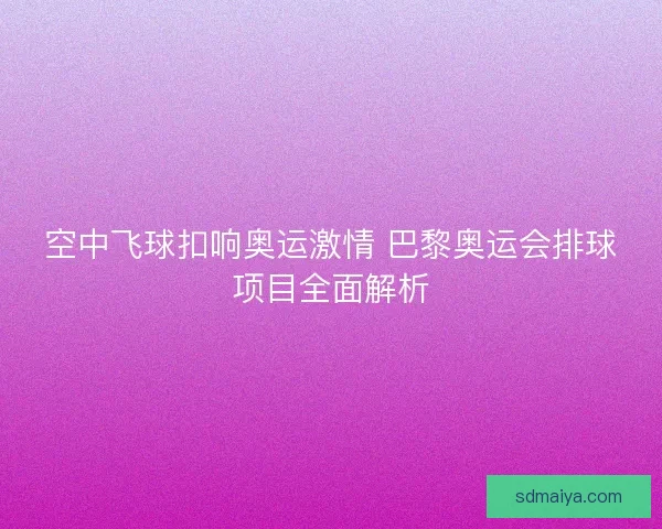 空中飞球扣响奥运激情 巴黎奥运会排球项目全面解析 空中飞球扣响奥运激情 巴黎奥运会排球项目全面解析